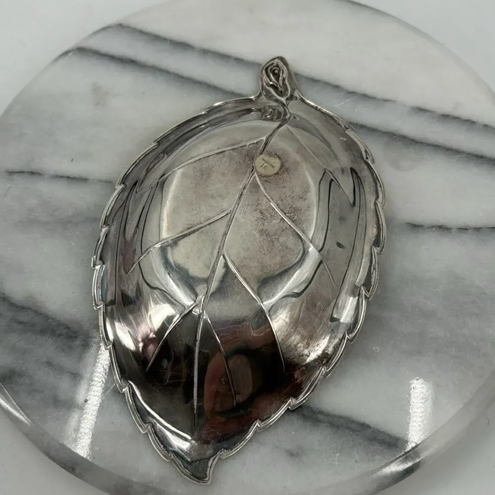 Vintage silver plated leaf candy dish